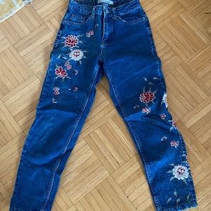 Vintage floral embroidered mom jeans